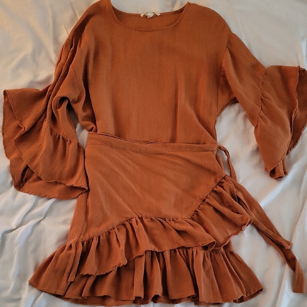 Chic Ruffled Orange Dress